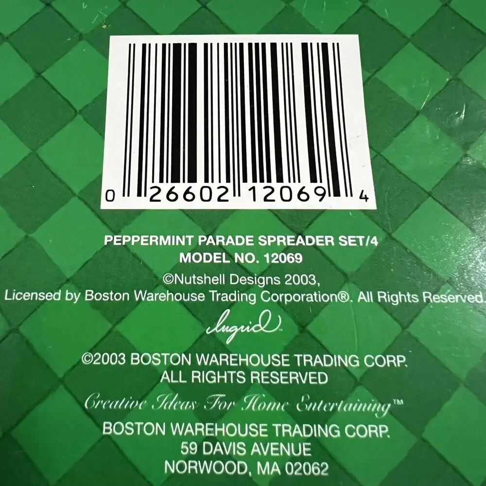 Vintage Y2K Boston Warehouse Peppermint Parade Christmas Santa Spreaders Set‎ 4